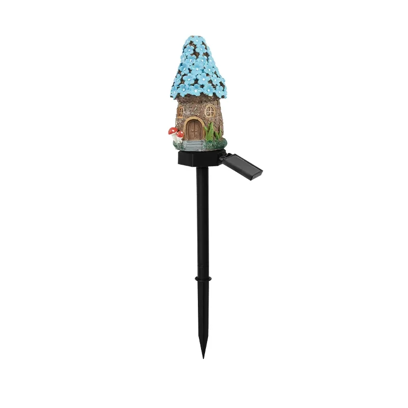 LED Solar Lawn Light Multi Craft Miniature Fairy House Solar Powered Outdoor Decor LED Garden Light Resin Cottage Christmas Lamp