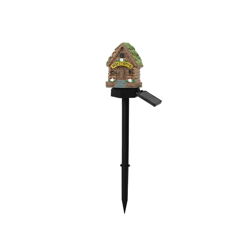 LED Solar Lawn Light Multi Craft Miniature Fairy House Solar Powered Outdoor Decor LED Garden Light Resin Cottage Christmas Lamp
