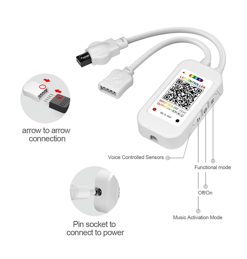 DC12V/24V 1 to 1 Or 1 to 2 Bluetooth APP RGB LED Controller With Remote control For 4 Pin 12V/24V RGB LED strip light