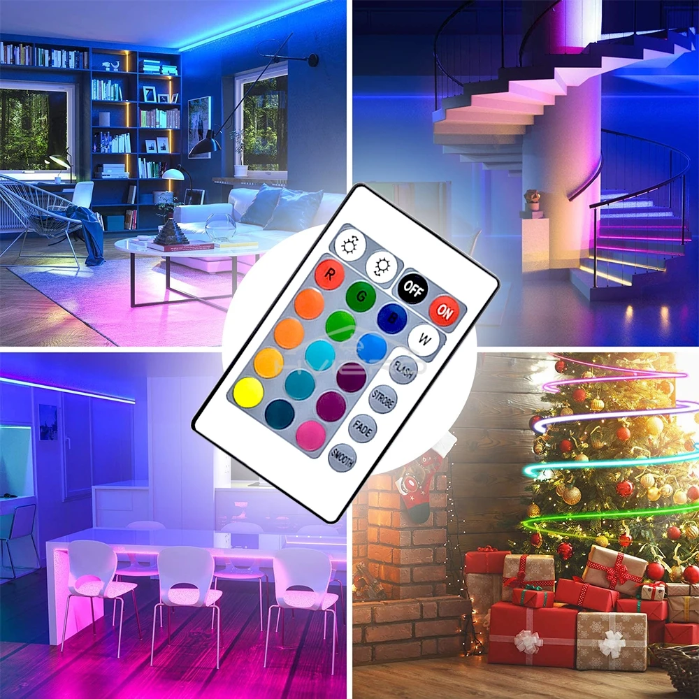 Mini 24key IR Remote Controller RGB Led Light Strip Wireless Receiver For 3528 5050 DC 12V Home Living Room Lighting Night Lamp