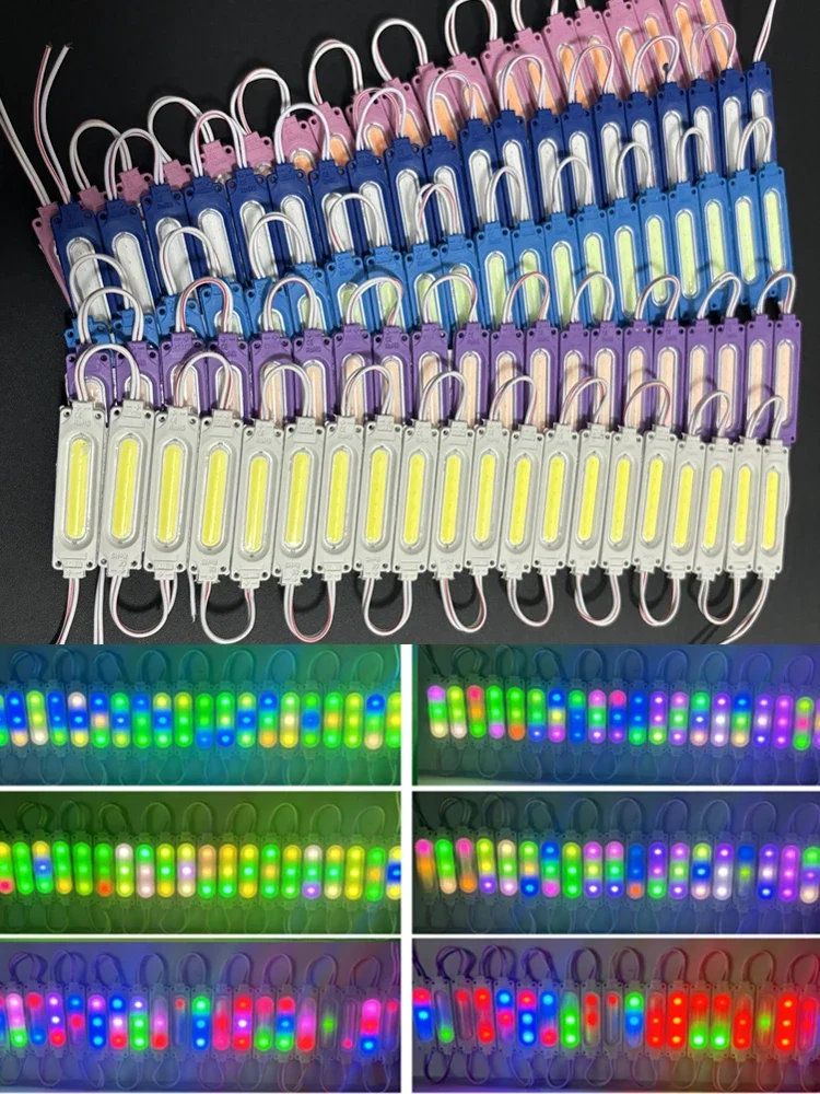 20PCS/lot 10 Colors Available 12V RGB Highlight Led Module Waterproof IP65 COB Light Strip Backlight Shop Banner Car Decoration