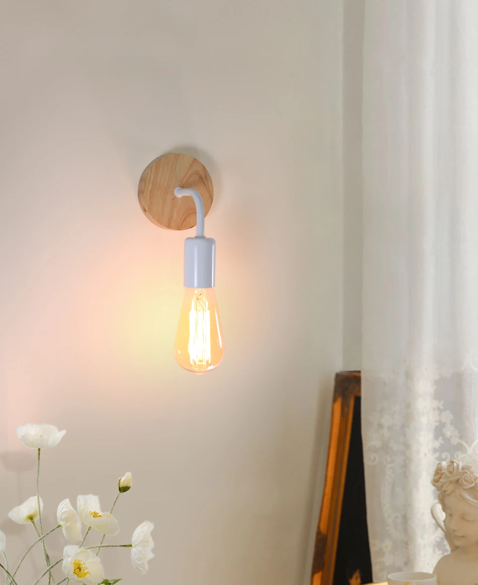 Retro Wood Wall Lamp E27 220V 110V Vintage Sconce Wall Light Fixture Bedside Retro Lamp Indoor Home Decor Bedroom Lights