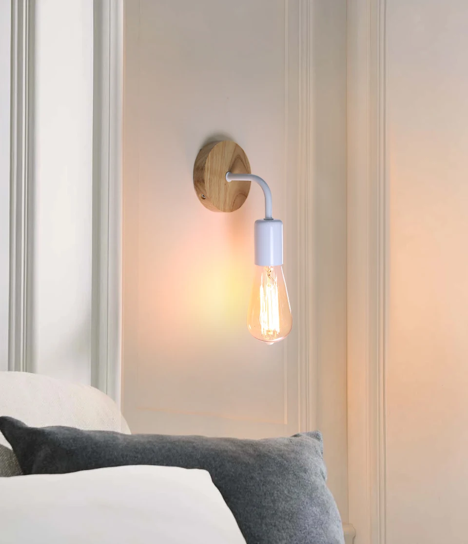 Retro Wood Wall Lamp E27 220V 110V Vintage Sconce Wall Light Fixture Bedside Retro Lamp Indoor Home Decor Bedroom Lights