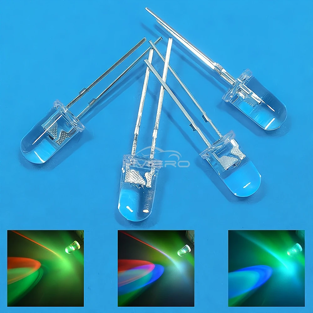 1000pcs F5 5mm Round White Red Green Blue Yellow Water Clear Led Super Bright Ligte Emitting Diodes 6000-6500k Lamp Bulb