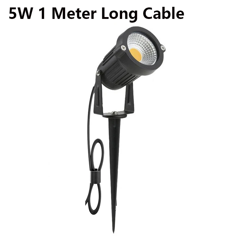 1 Meter Cable IP65 LED Garden Lawn Lamp Light 5W 10W Spike Landscape Lamp AC DC12V24V Warm White Blue Spot Lights 220V110V