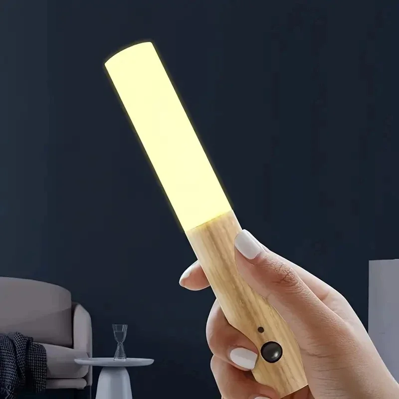 LED Wooden Magnetic Suction Lamp Charging Night Light Staircase Corridor Bedroom Atmosphere Human Body Sensing Light