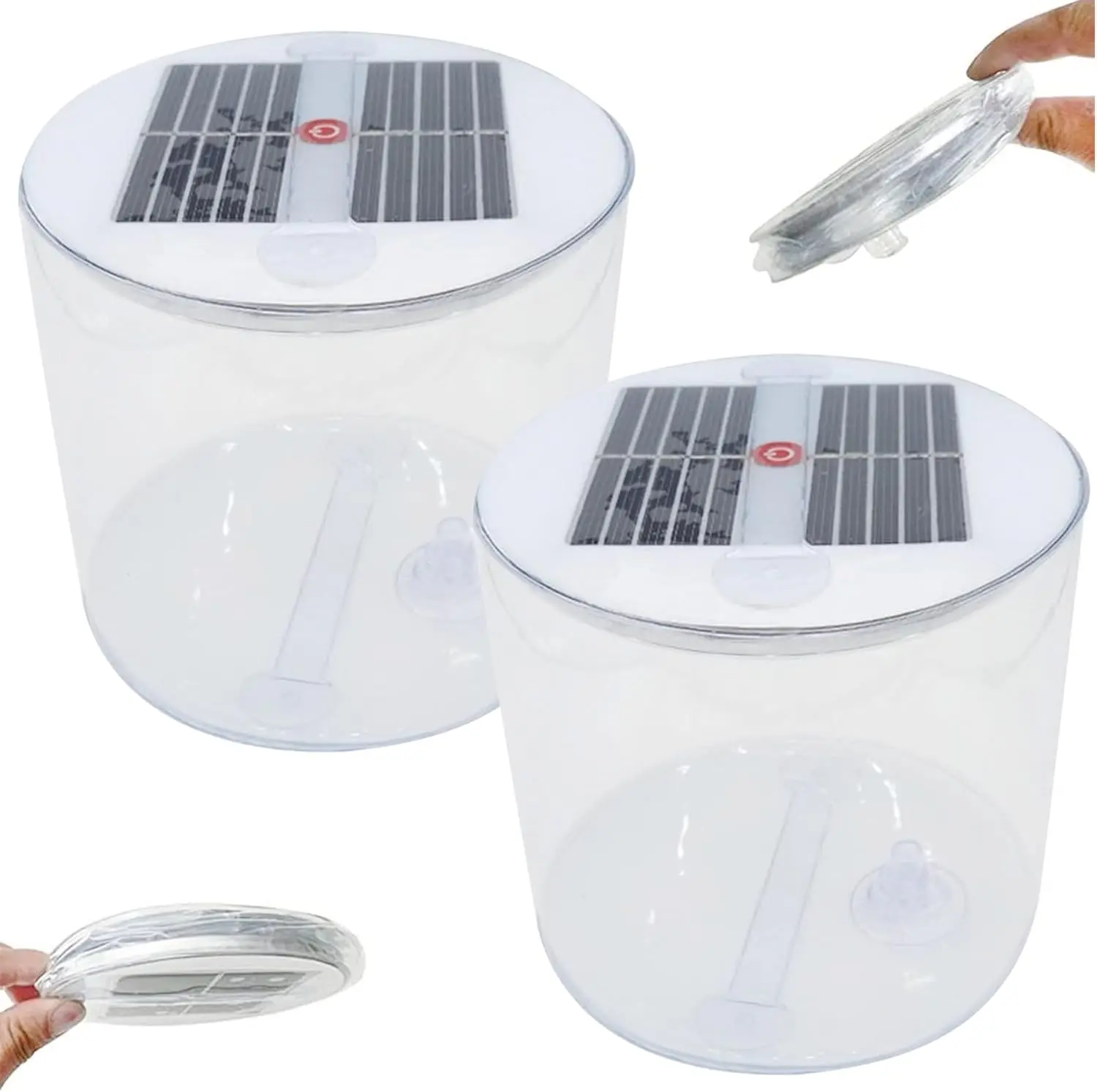 Inflatable Solar Lantern, 2PCS Waterproof Solar Camping Lantern with White LEDs,Foldable Solar Lamp with Handle, Emergency