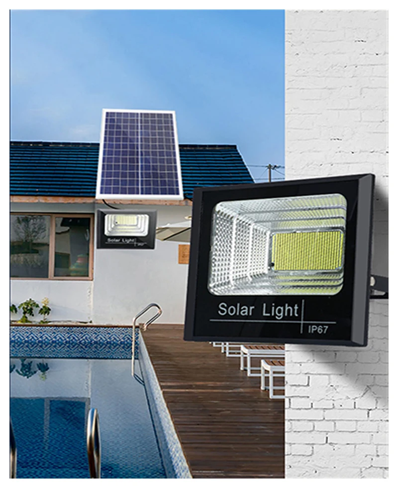 LED Outdoor Solar Light Courtyard Porch Floodlight Outdoor IP67 Waterproof Reflector Solar Powered Spotlight with Remote Control