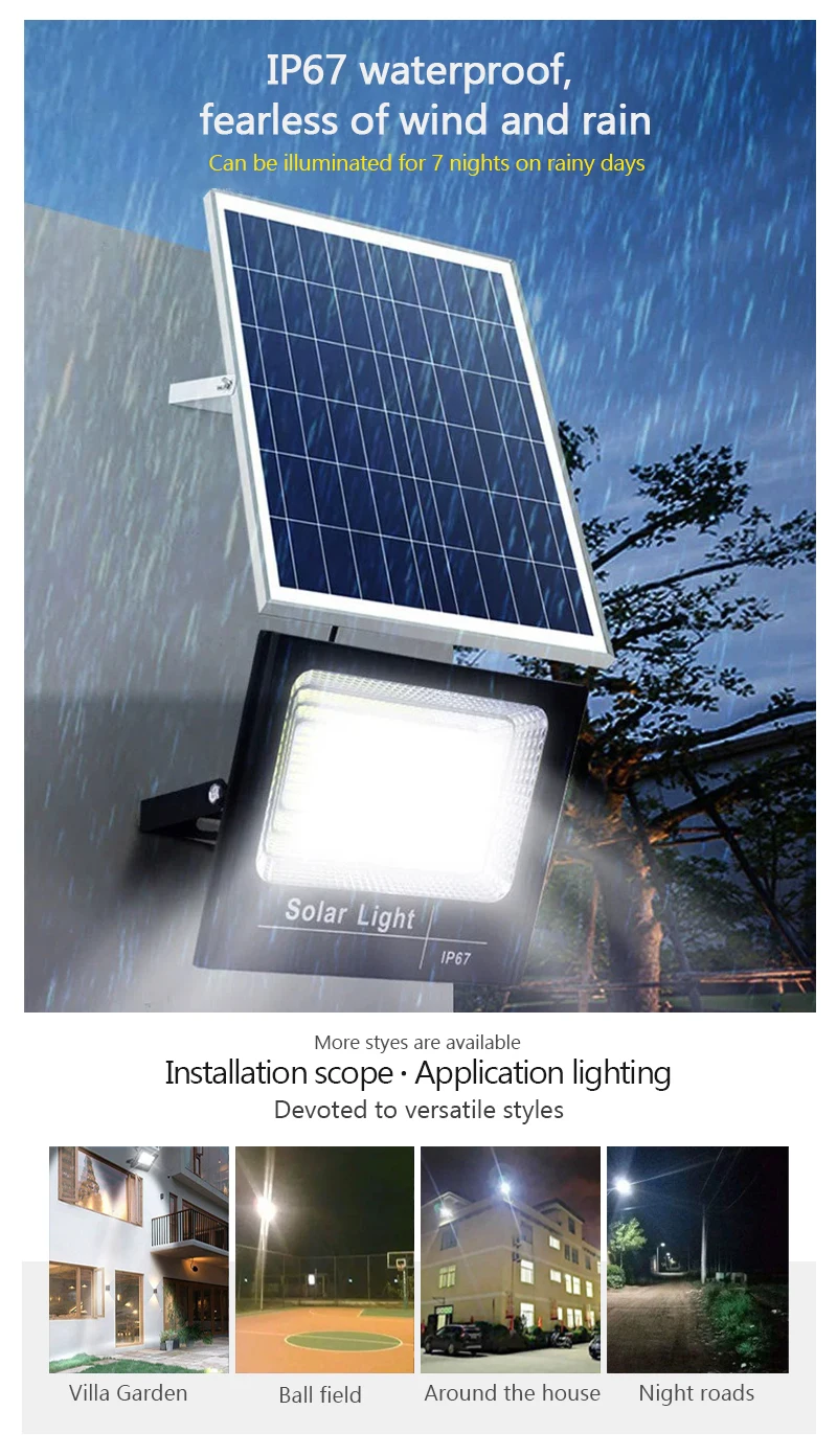 LED Outdoor Solar Light Courtyard Porch Floodlight Outdoor IP67 Waterproof Reflector Solar Powered Spotlight with Remote Control
