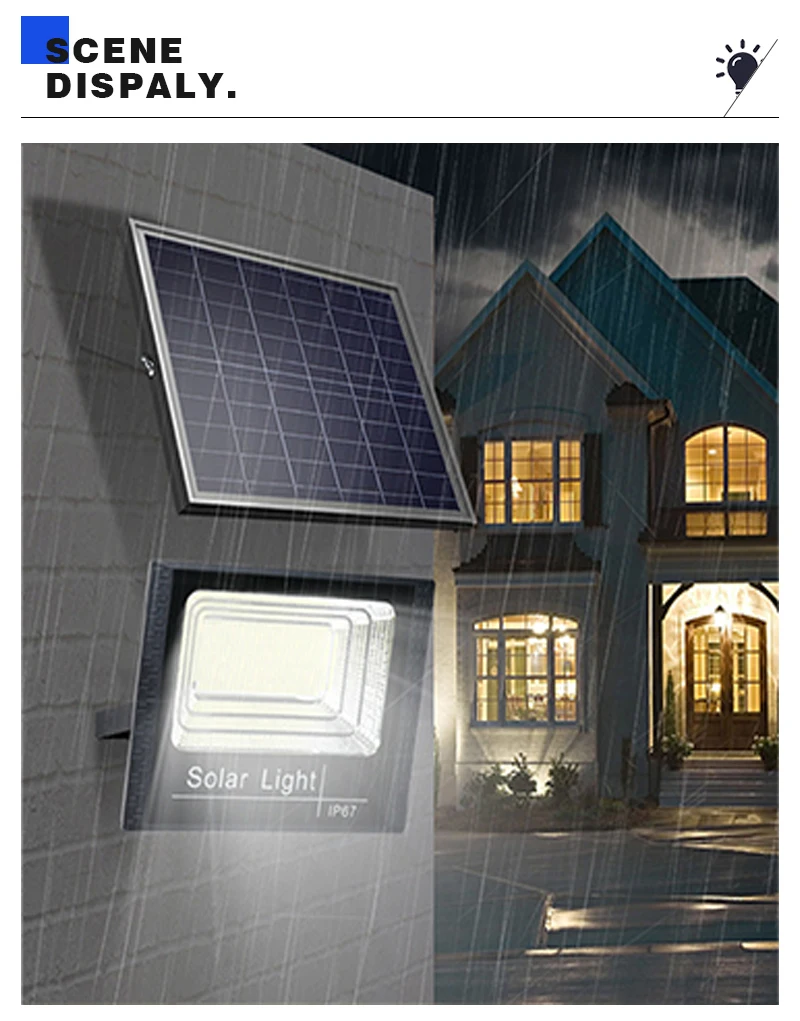 LED Outdoor Solar Light Courtyard Porch Floodlight Outdoor IP67 Waterproof Reflector Solar Powered Spotlight with Remote Control