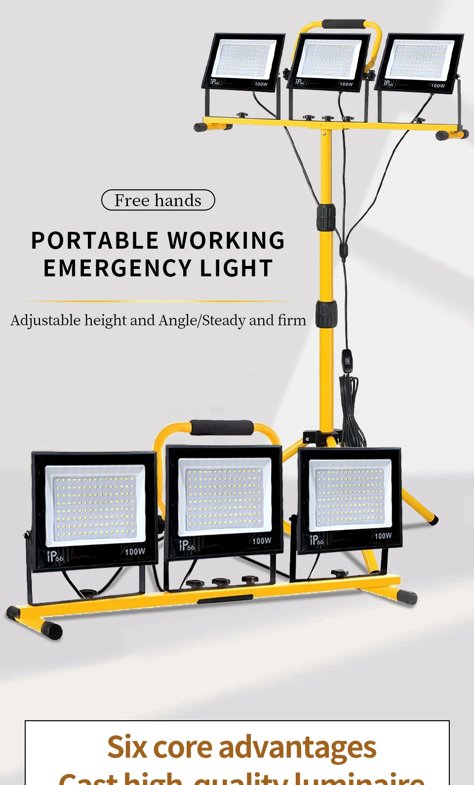 30000 Lumen Work Lights with Stand,Waterproof Outdoor Portable Flood Light,Adjustable Job Site Lighting for Garage Workshop