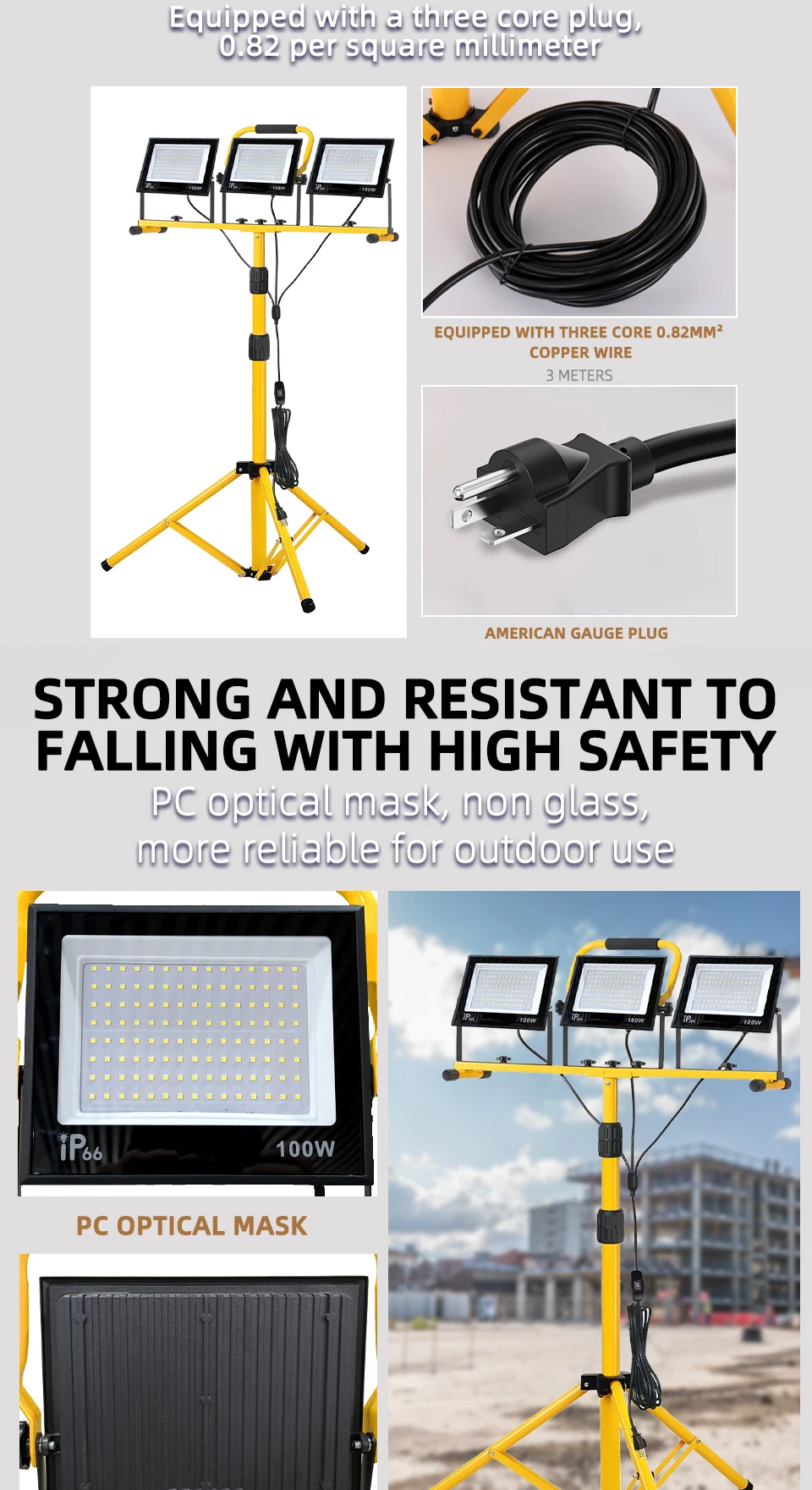 30000 Lumen Work Lights with Stand,Waterproof Outdoor Portable Flood Light,Adjustable Job Site Lighting for Garage Workshop