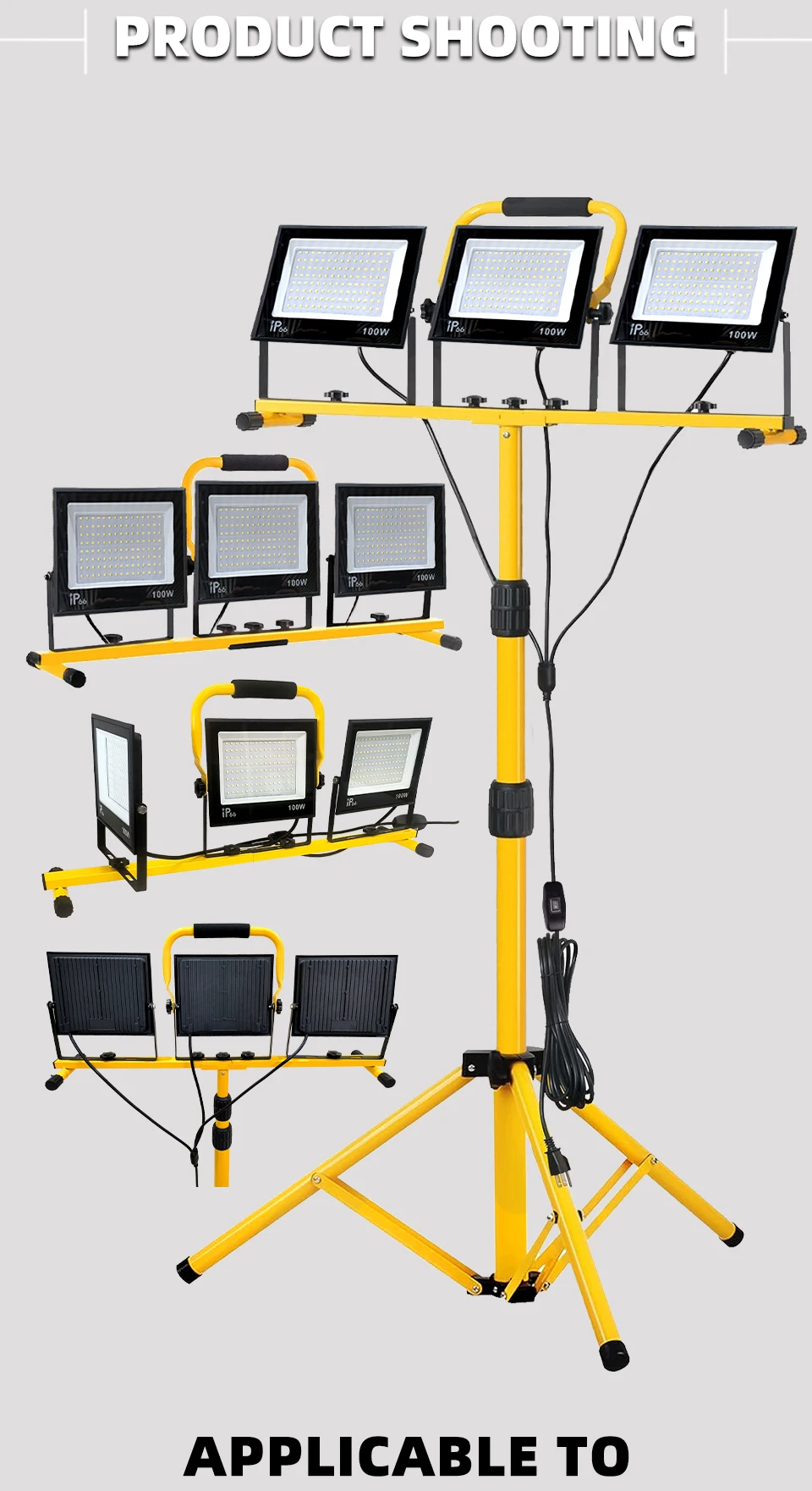 30000 Lumen Work Lights with Stand,Waterproof Outdoor Portable Flood Light,Adjustable Job Site Lighting for Garage Workshop