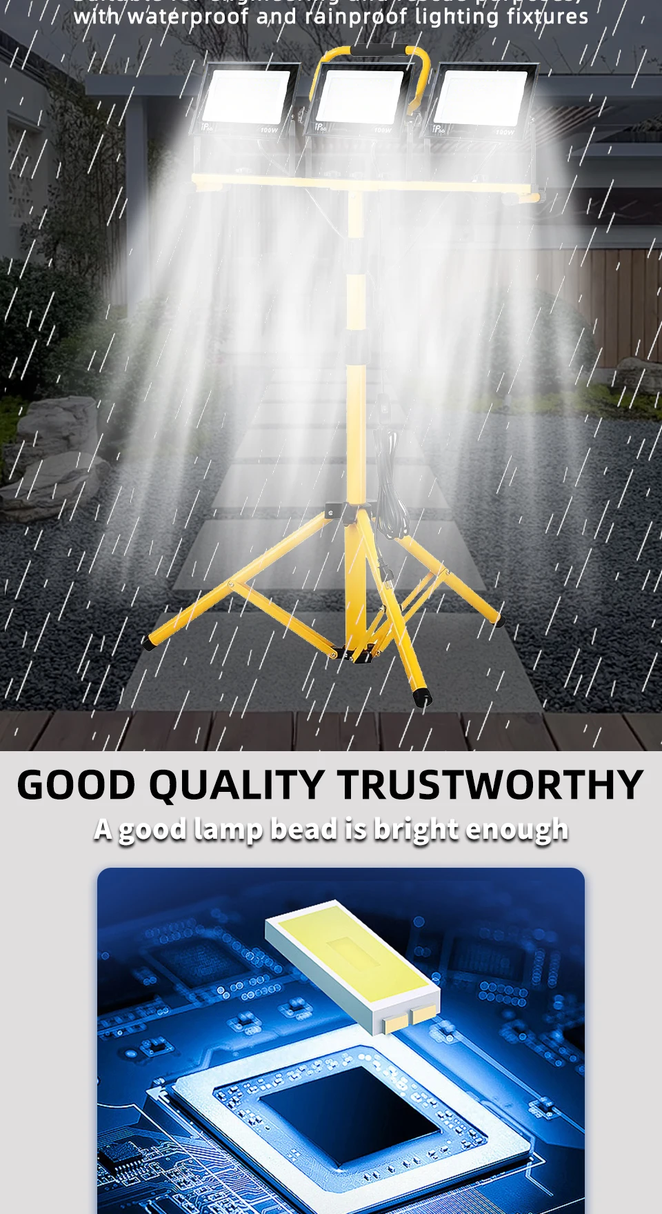 30000 Lumen Work Lights with Stand,Waterproof Outdoor Portable Flood Light,Adjustable Job Site Lighting for Garage Workshop
