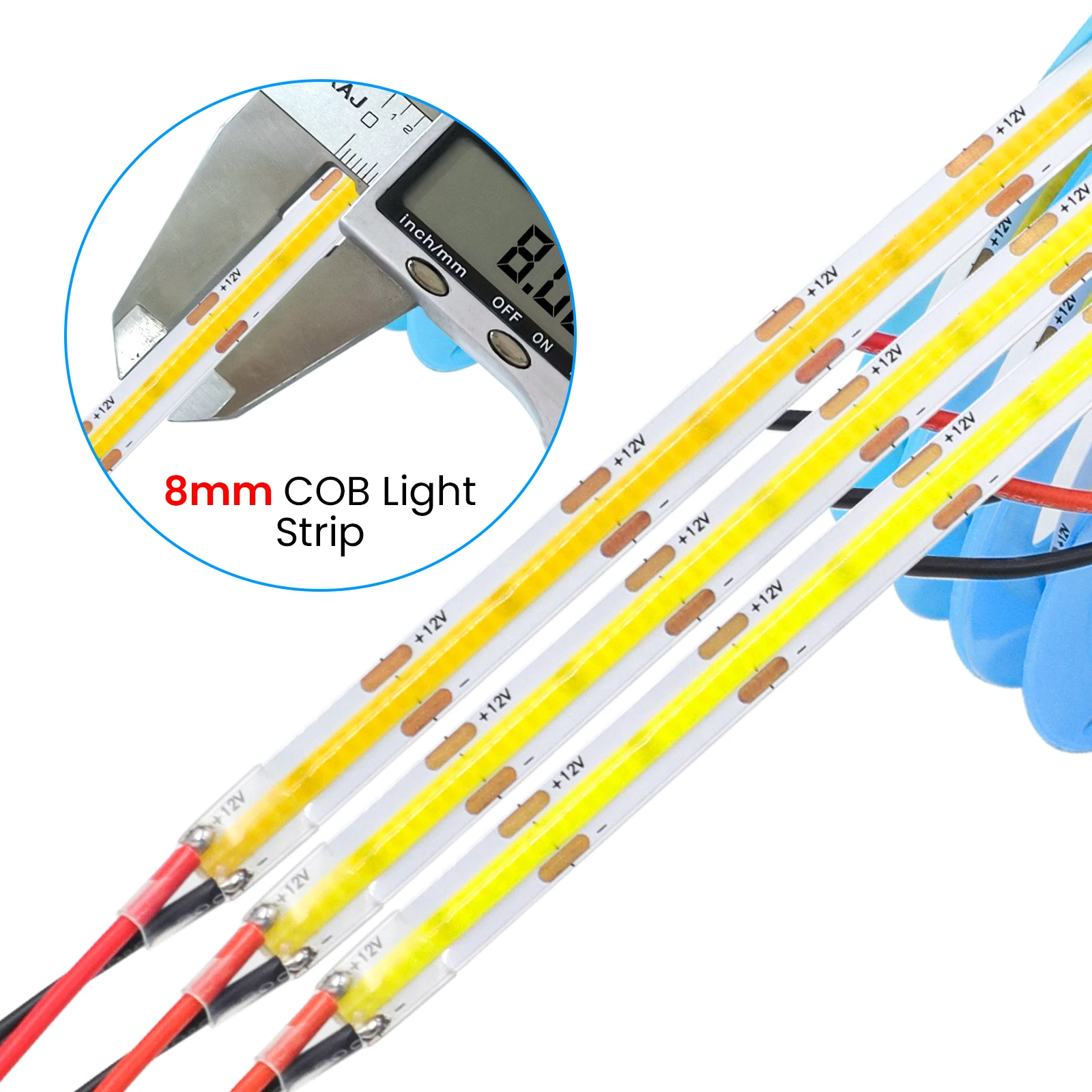 DC 12V 24V COB Strip 480 384 320 528Leds/M High Density RA90 White 3000K 4000K 6000K IP21 Flexible Ribbon Rope LED Light