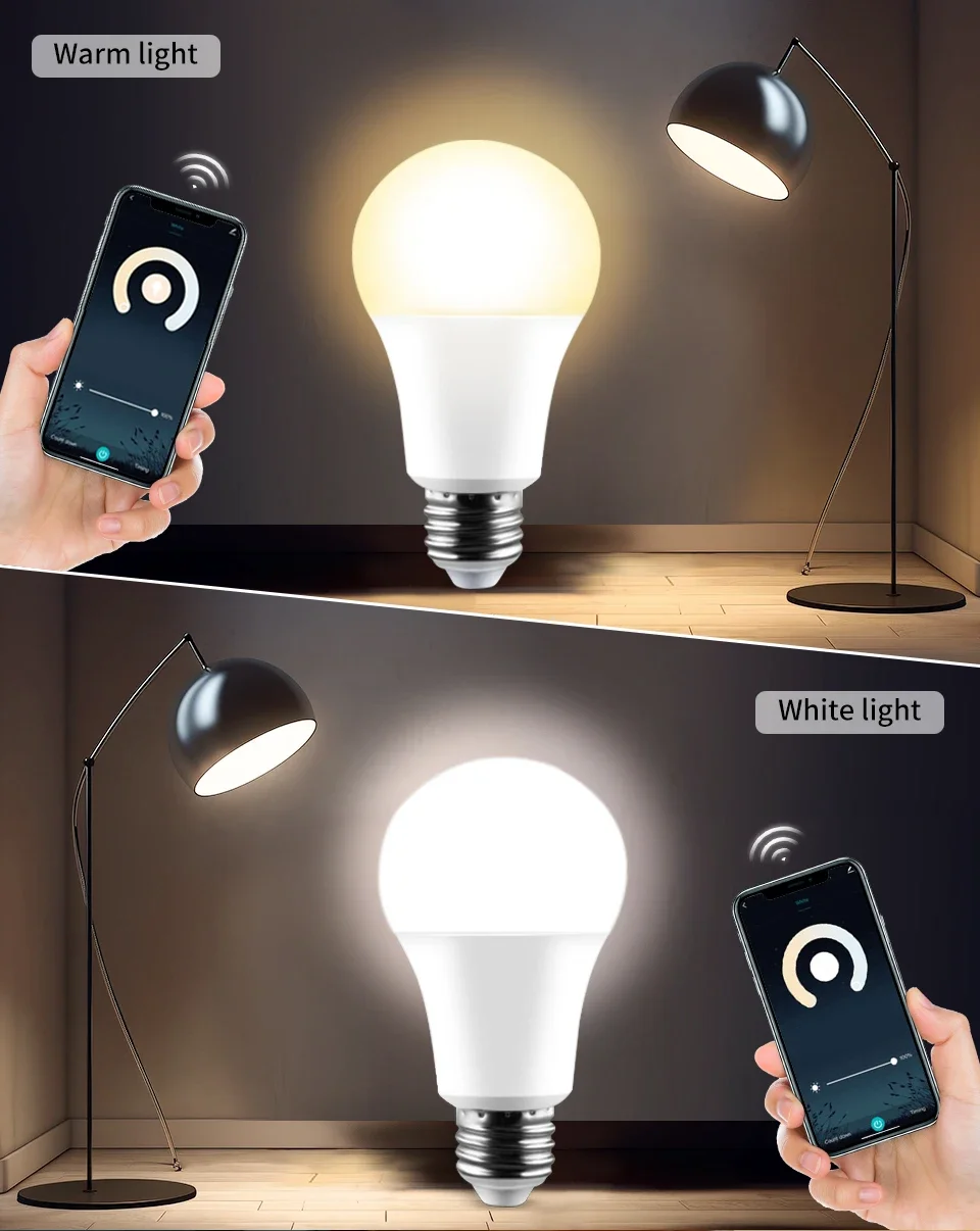 220V 110V E27 WiFi Smart LED Light Bulbs Cozylife App 12W 15W 20W Dimmable LED Lamp White/Warm Alexa Google Home Vioce Control