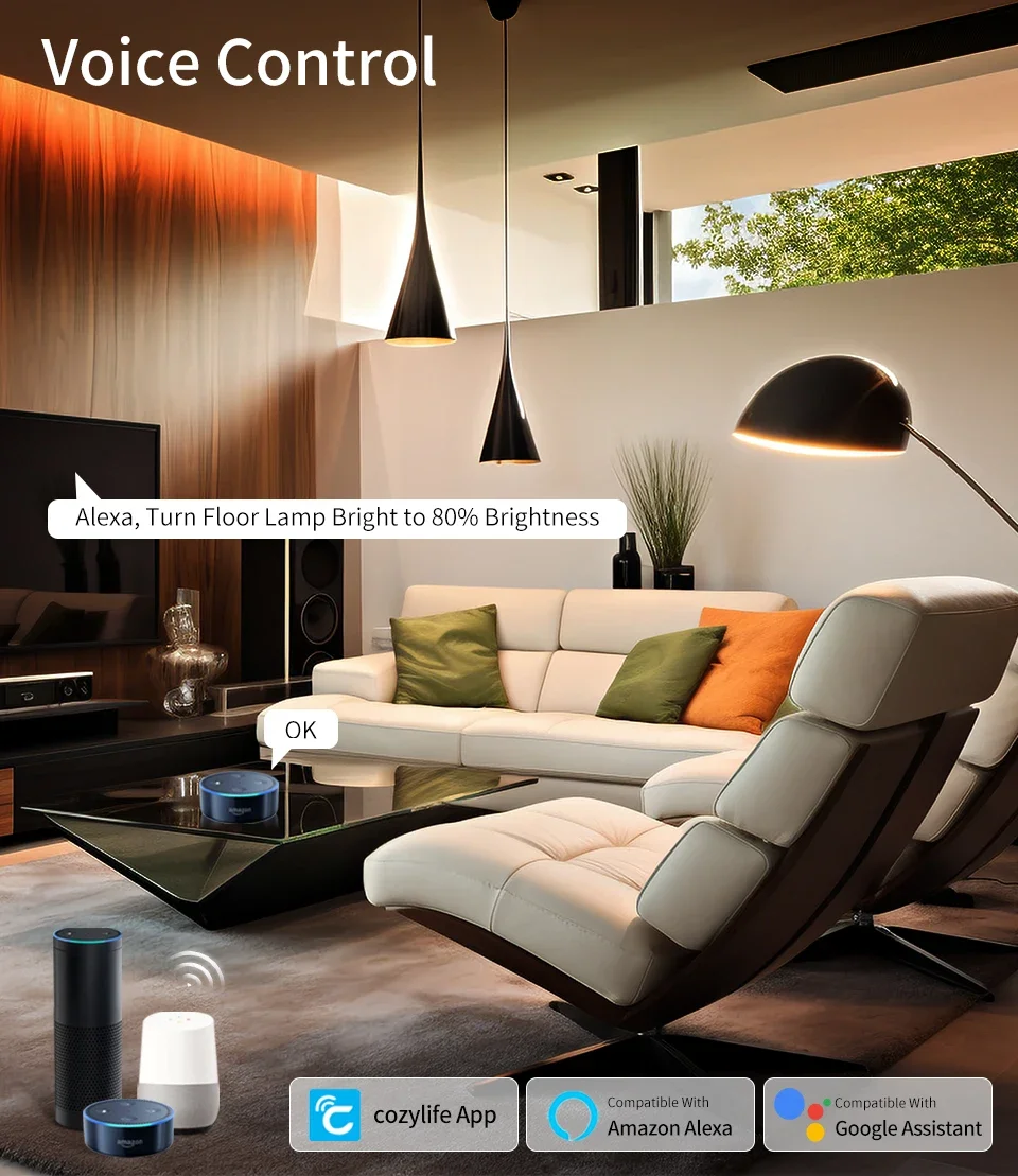 220V 110V E27 WiFi Smart LED Light Bulbs Cozylife App 12W 15W 20W Dimmable LED Lamp White/Warm Alexa Google Home Vioce Control