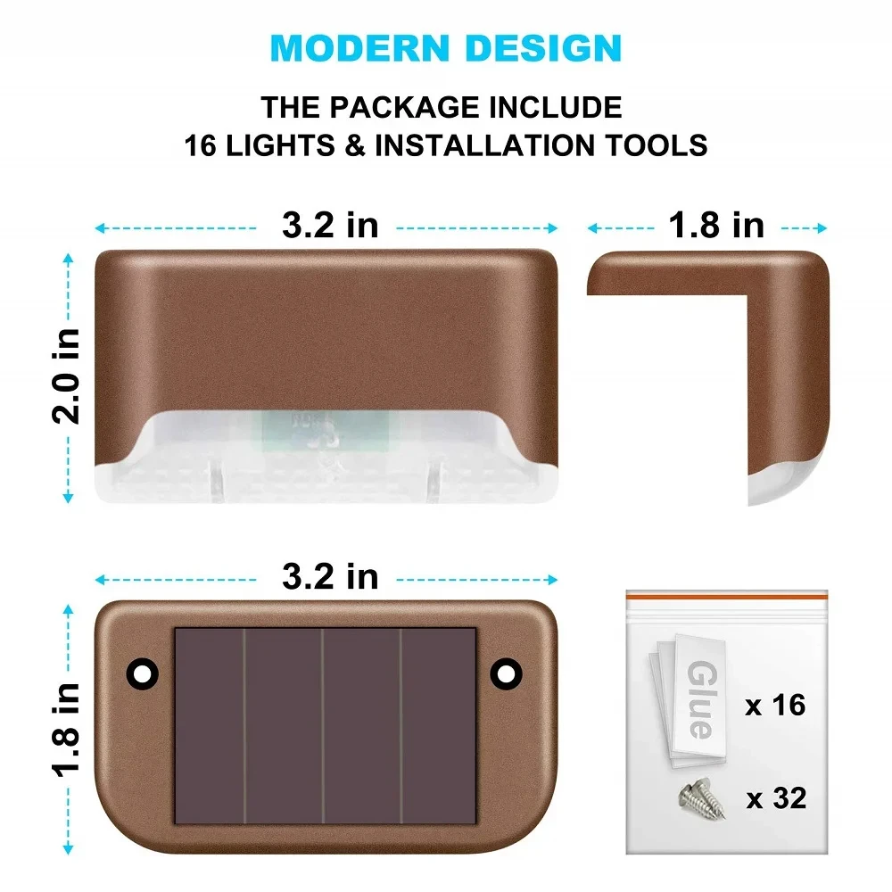 Solar Deck Lights 1-6 PacK Outdoor Step Lights Waterproof Led Solar Lamp For Stairs Railing Step Fence Yard Patio and Pathway