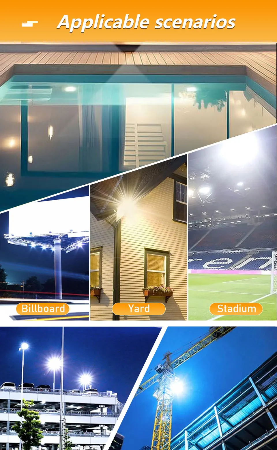 LED Floodlight IP66 Waterproof AC220V 110V Outdoor Spotlight 20W 30W 50W 70W 100W 150W 200W 300W Outdoor Lighting Spotlight