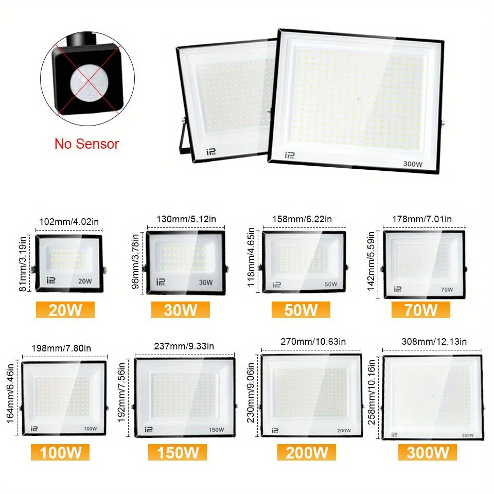 LED Floodlight IP66 Waterproof AC220V 110V Outdoor Spotlight 20W 30W 50W 70W 100W 150W 200W 300W Outdoor Lighting Spotlight
