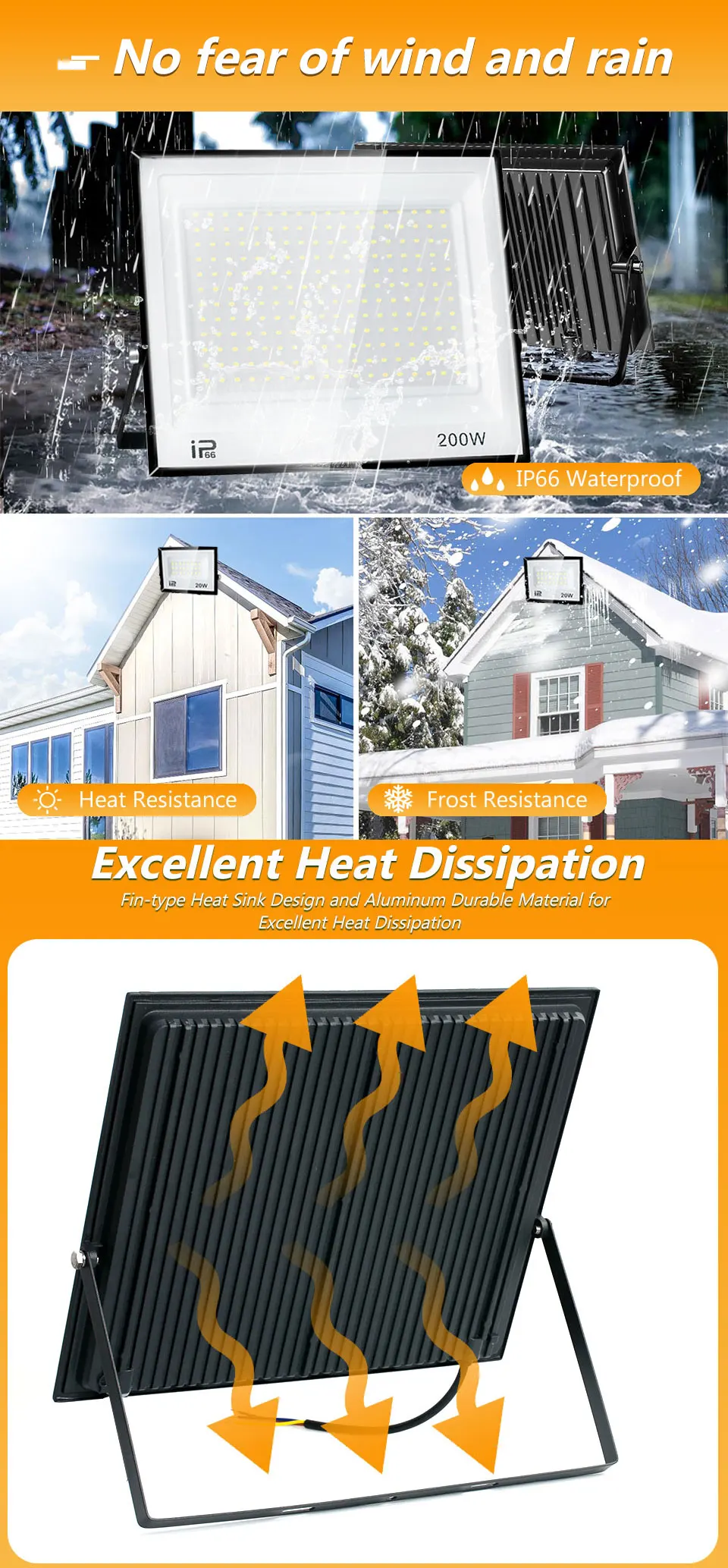 LED Floodlight IP66 Waterproof AC220V 110V Outdoor Spotlight 20W 30W 50W 70W 100W 150W 200W 300W Outdoor Lighting Spotlight