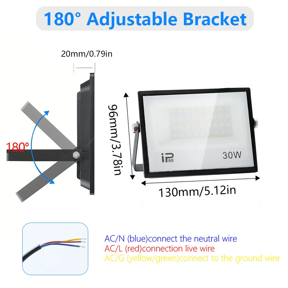 LED Floodlight IP66 Waterproof AC220V 110V Outdoor Spotlight 20W 30W 50W 70W 100W 150W 200W 300W Outdoor Lighting Spotlight