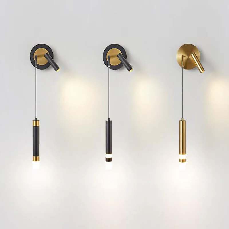 Nordic Bedroom Decoration Wall Lamp Iron Material Linear Light With Reading Spot Lamp Hotel Indoor Luxury LED Modern Wall Lustre