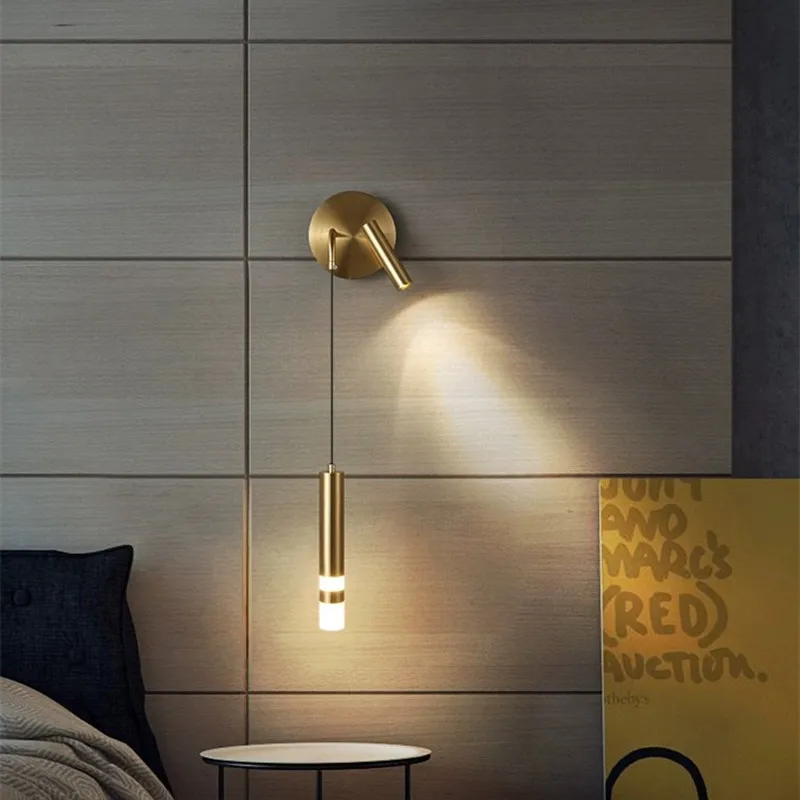 Nordic Bedroom Decoration Wall Lamp Iron Material Linear Light With Reading Spot Lamp Hotel Indoor Luxury LED Modern Wall Lustre