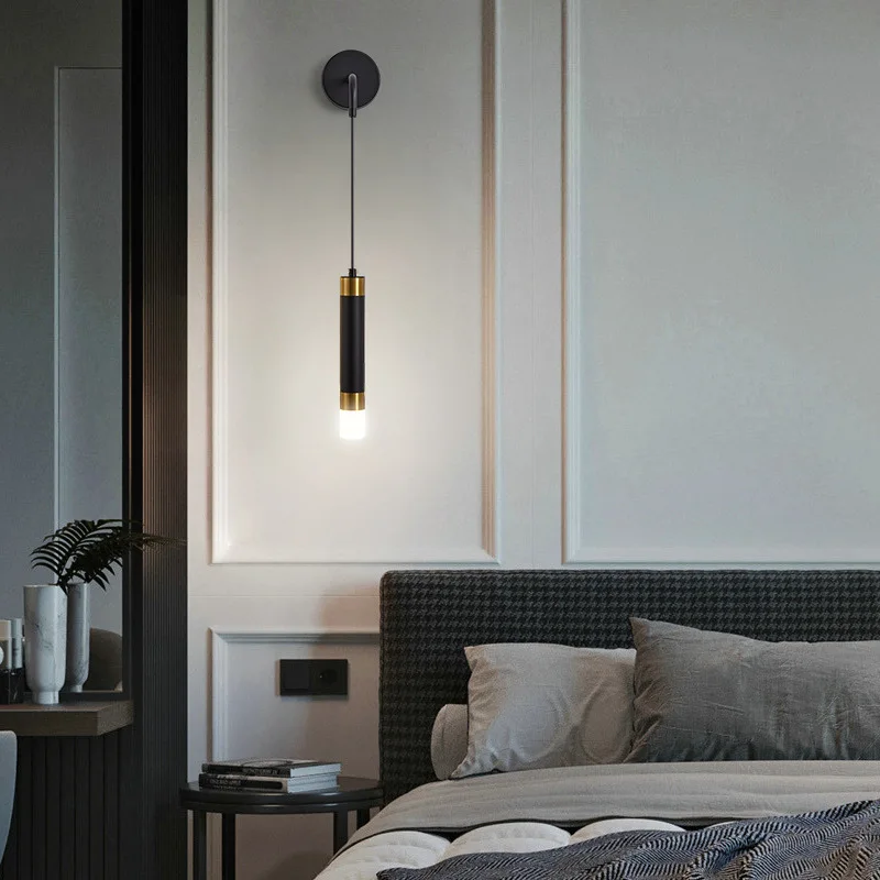Nordic Bedroom Decoration Wall Lamp Iron Material Linear Light With Reading Spot Lamp Hotel Indoor Luxury LED Modern Wall Lustre