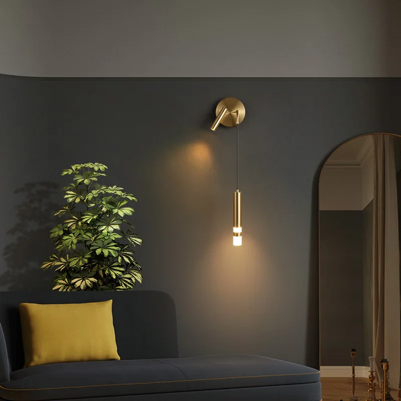 Nordic Bedroom Decoration Wall Lamp Iron Material Linear Light With Reading Spot Lamp Hotel Indoor Luxury LED Modern Wall Lustre