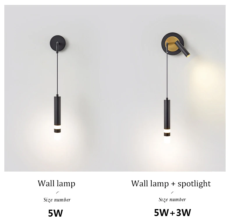 Nordic Bedroom Decoration Wall Lamp Iron Material Linear Light With Reading Spot Lamp Hotel Indoor Luxury LED Modern Wall Lustre