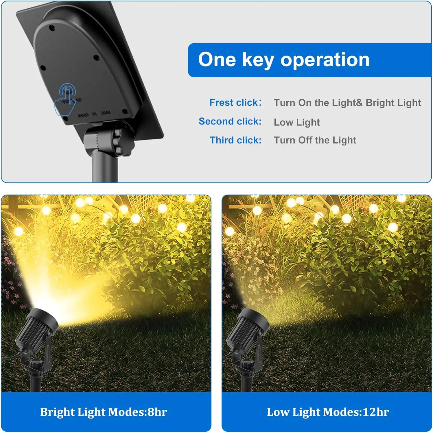 3000K/6000K Outdoor Solar LED Light IP65 Garden Landscape Pathway Wall Lamp for Tree Decoration Yard Street Solar Spotlight