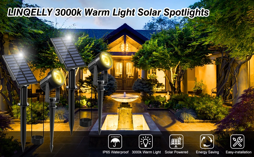 3000K/6000K Outdoor Solar LED Light IP65 Garden Landscape Pathway Wall Lamp for Tree Decoration Yard Street Solar Spotlight