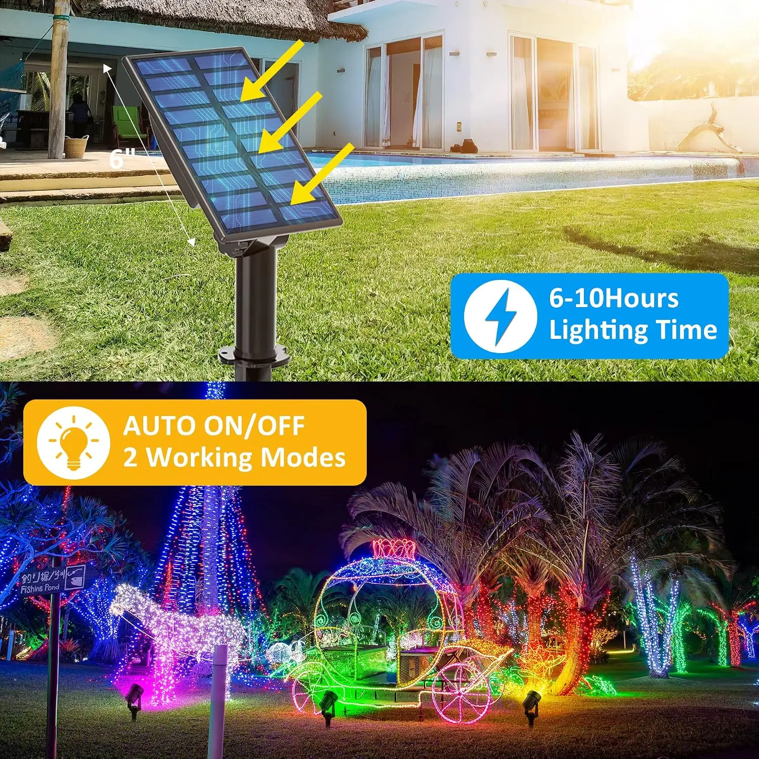 3000K/6000K Outdoor Solar LED Light IP65 Garden Landscape Pathway Wall Lamp for Tree Decoration Yard Street Solar Spotlight