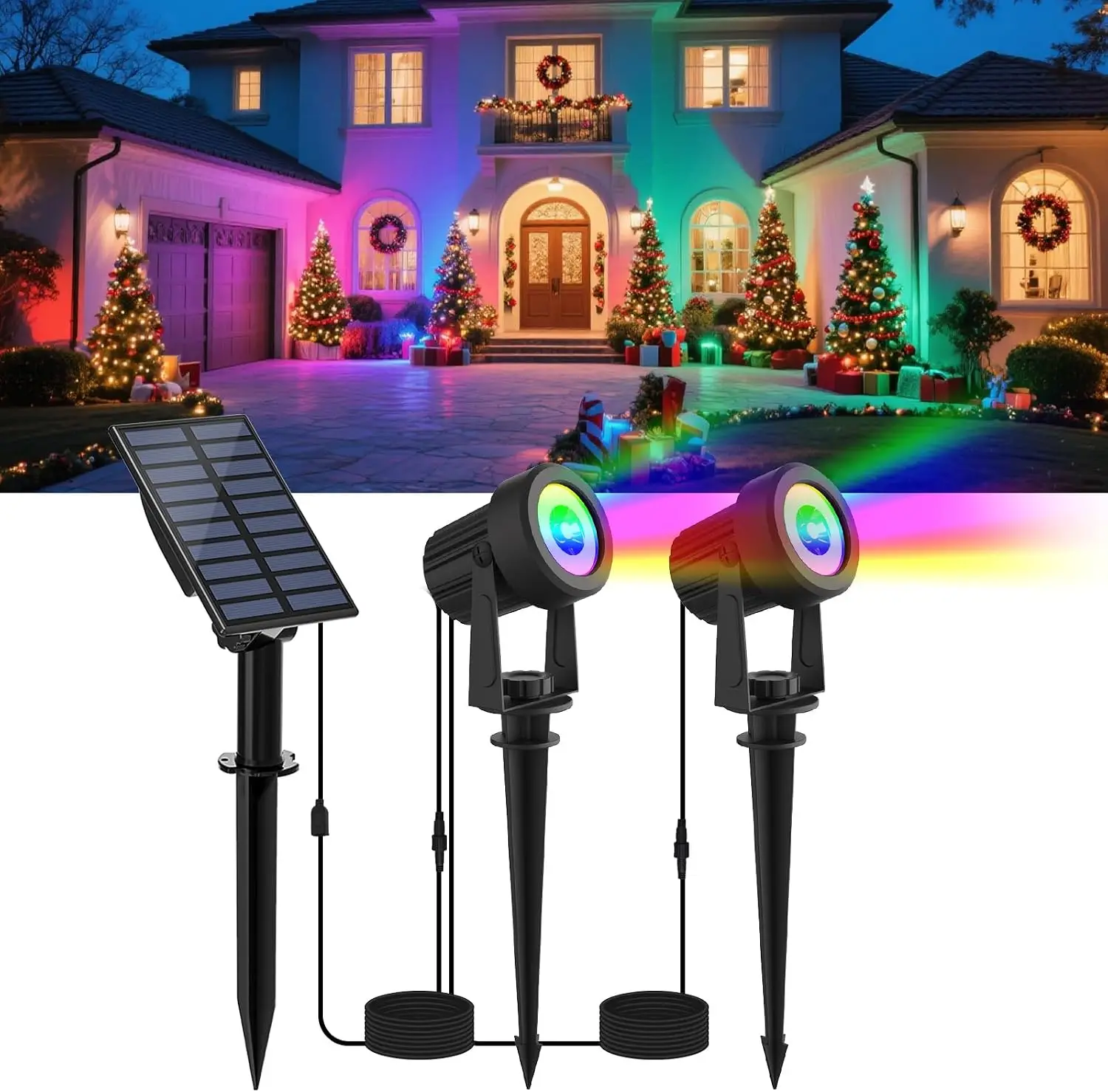 3000K/6000K Outdoor Solar LED Light IP65 Garden Landscape Pathway Wall Lamp for Tree Decoration Yard Street Solar Spotlight