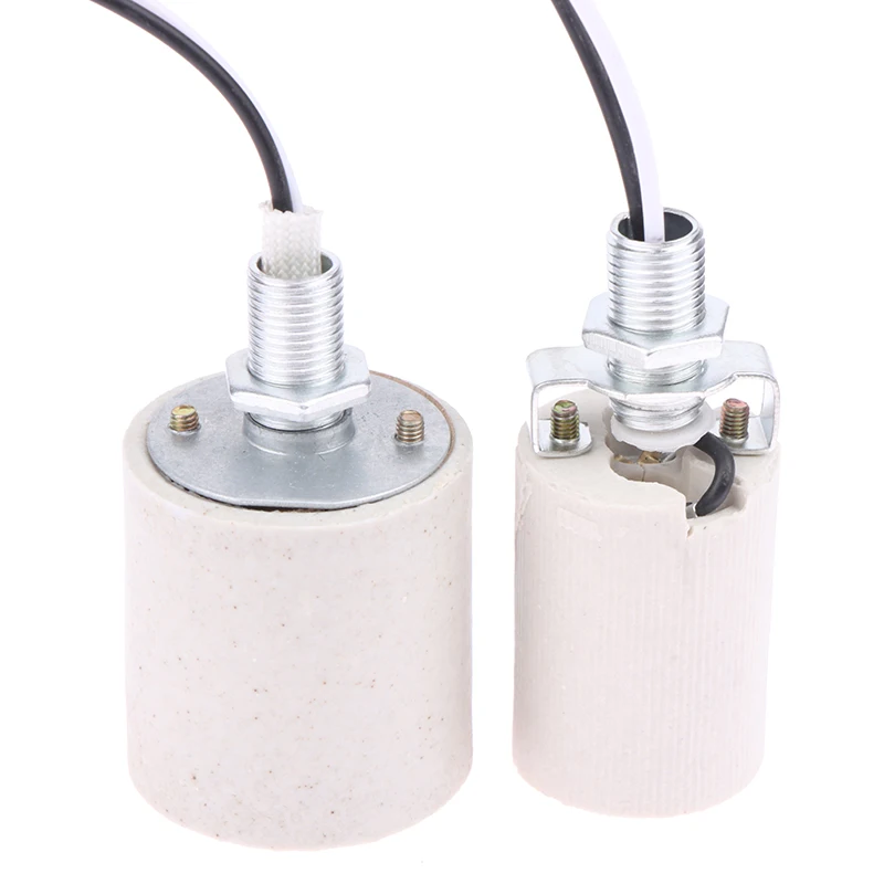 E14/E27 Ceramic Screw Lamp Holder LED Light High Temperature Resistance Adapter Home Use Round Socket For Bulb Base With Cable