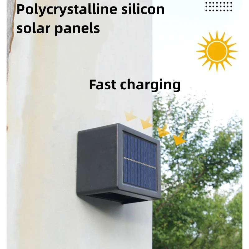 Solar Wall Light Outdoor Waterproof LED Wall Washer Courtyard Villa Fence Decor 2 Modes Spotlight For Gate Walls Balcony Garden