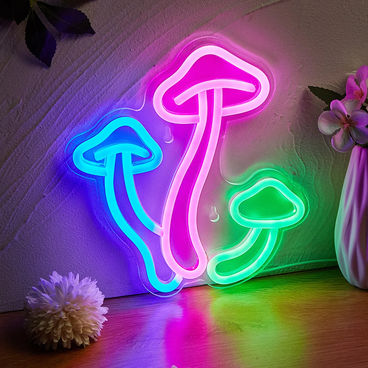 Chi-buy LED Neon Mushroom Shape USB Powered Night Light Wall Art & Game Room Bedroom Living Room Decor Lamp Sign Birthday Gift