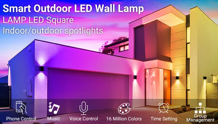 Tuya Outdoor Wall Light, Smart RGBCW Porch Lights , IP65 Waterproof for Outdoor/Indoor Decor, Works with Alexa&Google