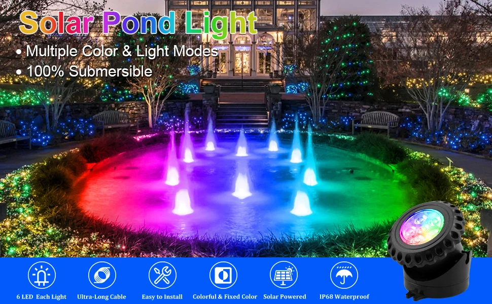 Solar Underwater RGB Light for Pond Aquarium Fish Tank Decor IP68 Solar Pool Lamp 2/3/4/5leds Garden Landscape Outdoor Spotlight