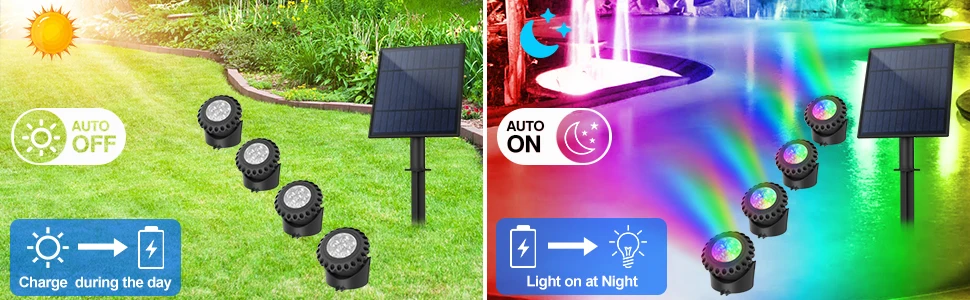 Solar Underwater RGB Light for Pond Aquarium Fish Tank Decor IP68 Solar Pool Lamp 2/3/4/5leds Garden Landscape Outdoor Spotlight