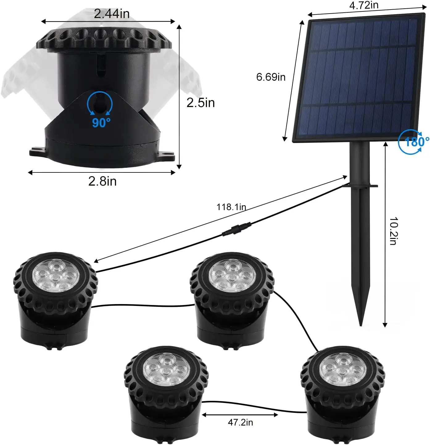 Solar Underwater RGB Light for Pond Aquarium Fish Tank Decor IP68 Solar Pool Lamp 2/3/4/5leds Garden Landscape Outdoor Spotlight