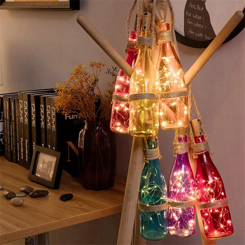 10 pcs Wine Bottle Fairy Lights With Cork LED String Lights Battery Fairy Lights Garland For Christmas Party Wedding Decoration