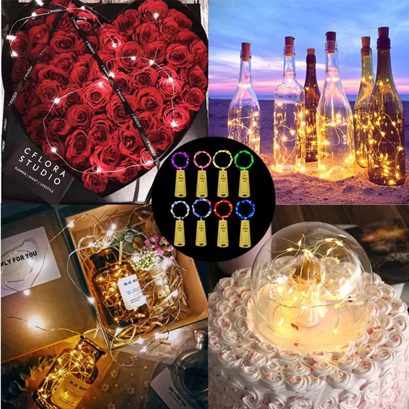 10 pcs Wine Bottle Fairy Lights With Cork LED String Lights Battery Fairy Lights Garland For Christmas Party Wedding Decoration