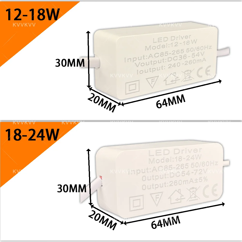LED AC85-265V Lighting Transformer 3W 5W 7W 12W 18W 24W Constant 12V Drive Power Supply For DIY LED Home Panel Downlight Bulb