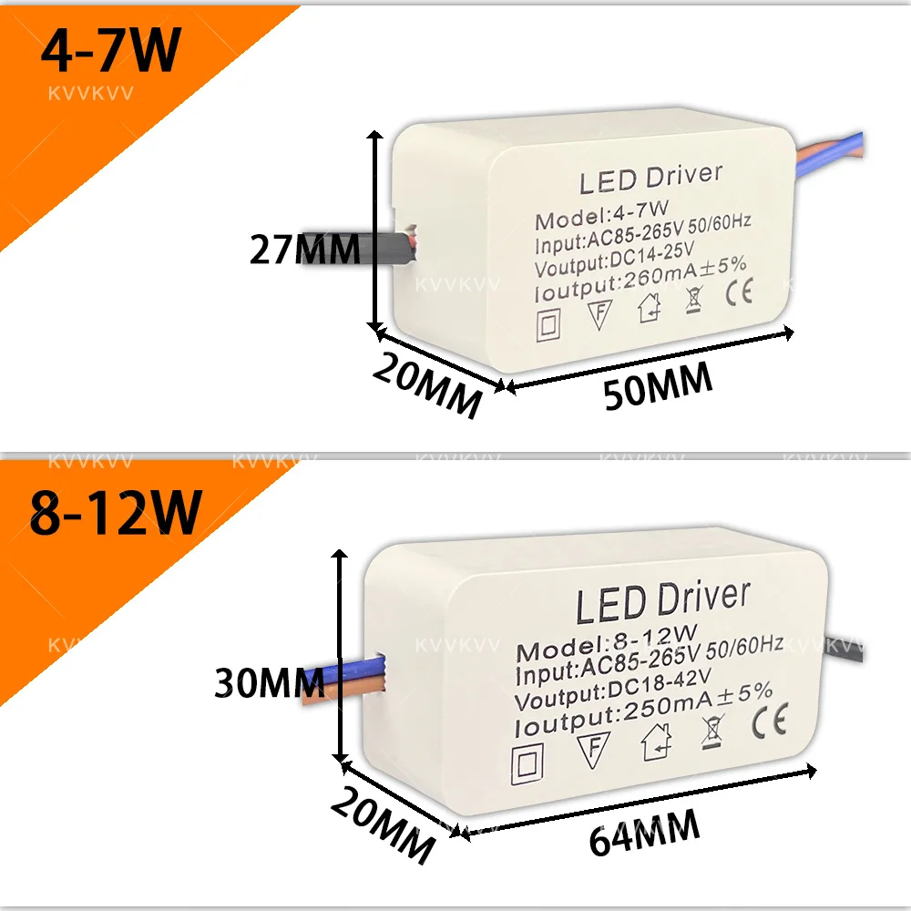 LED AC85-265V Lighting Transformer 3W 5W 7W 12W 18W 24W Constant 12V Drive Power Supply For DIY LED Home Panel Downlight Bulb