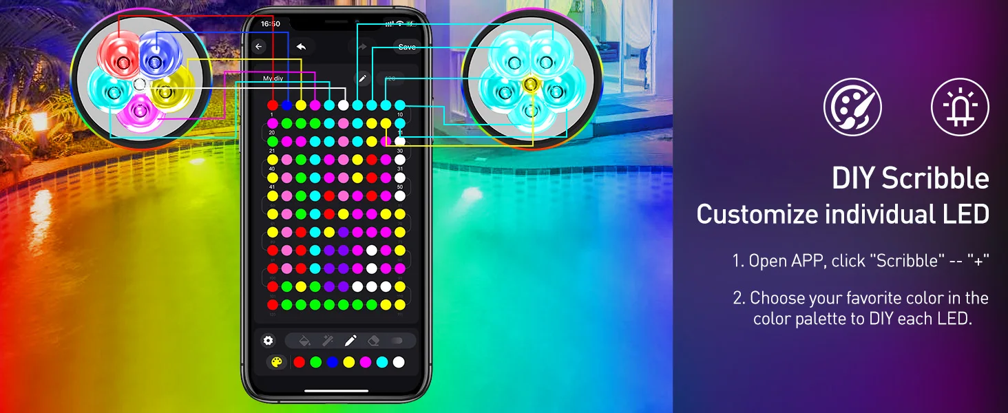 2/4/6/8/10 LED IP68 Underwater US/UK/EU Plug Fountain Pond Spot Light Landscape Spotlight For Garden APP Remote Control
