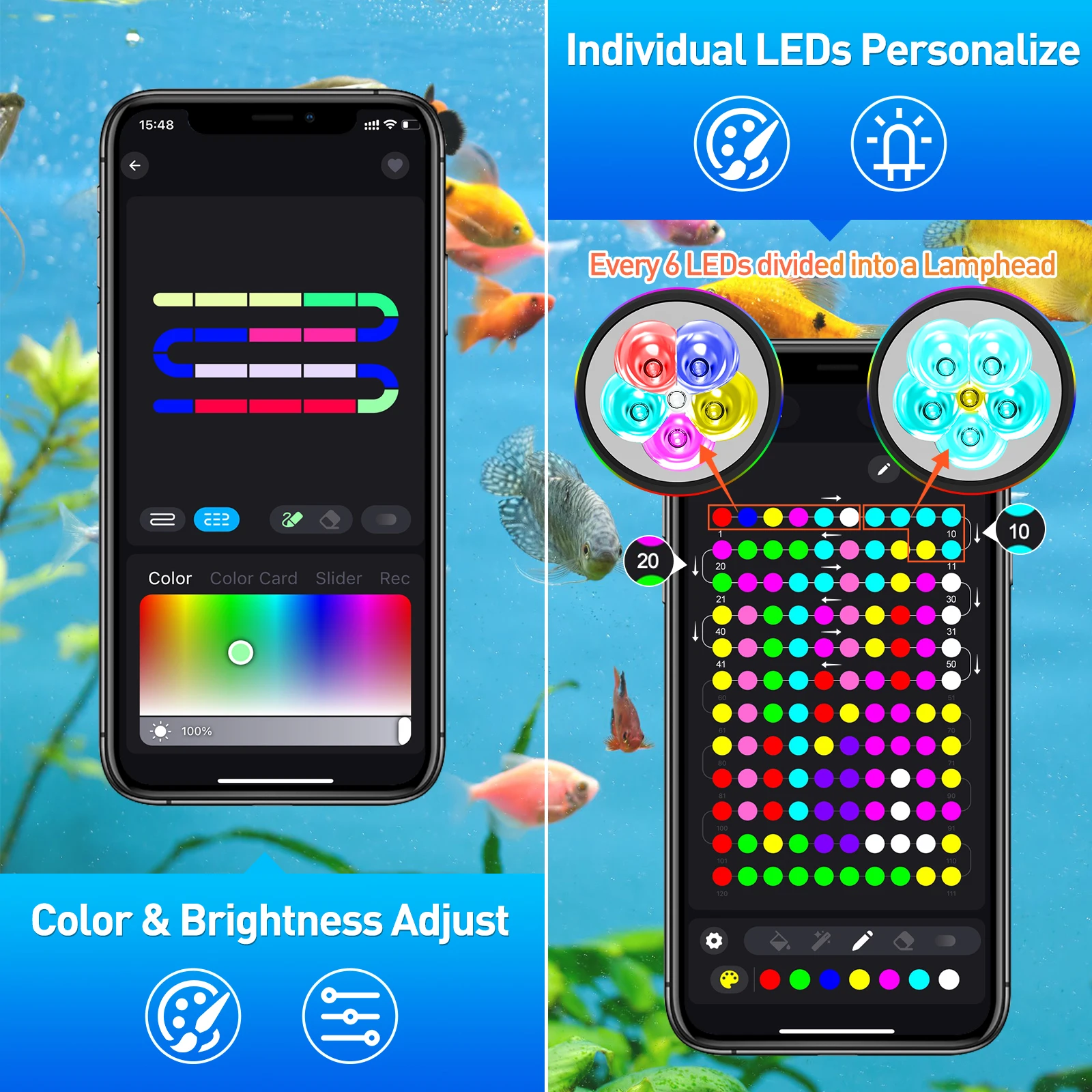 2/4/6/8/10 LED IP68 Underwater US/UK/EU Plug Fountain Pond Spot Light Landscape Spotlight For Garden APP Remote Control