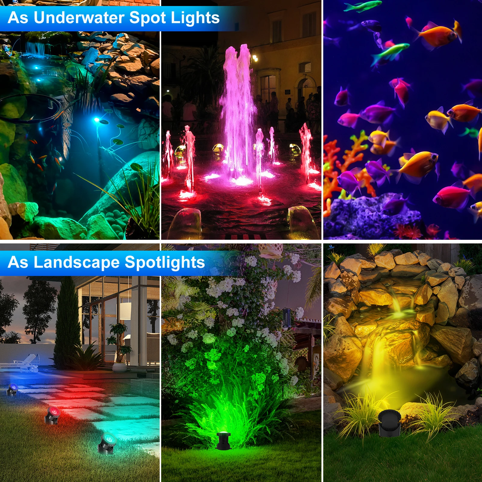 2/4/6/8/10 LED IP68 Underwater US/UK/EU Plug Fountain Pond Spot Light Landscape Spotlight For Garden APP Remote Control