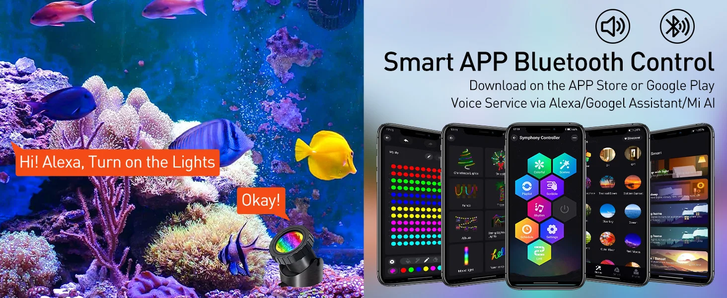 2/4/6/8/10 LED IP68 Underwater US/UK/EU Plug Fountain Pond Spot Light Landscape Spotlight For Garden APP Remote Control